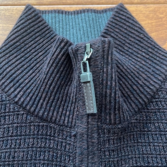 NWT Tasso Elba Quarter-Zip Mock Neck Cotton Brown Sweater Size S - Picture 6 of 13